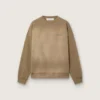 Bluza unisex z bawełny w kolorze wojskowej zieleni o wyglądzie wybielonym, z haftowanym logo