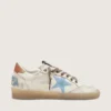Damskie buty Ball Star LTD z białej skóry z jasnoniebieską haftowaną gwiazdą