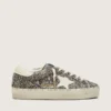 Damskie buty Hi Star z czarno-białej skóry kucyka z białą skórzaną gwiazdą
