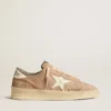 Damskie buty Stardan z zamszu w kolorze starej róży z białą skórzaną gwiazdą i skórzaną wstawką na pięcie