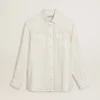 Męska koszula oversize w stylu „worn-white” z pionowymi paskami