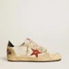 Męskie buty Ball Star LTD ze skóry nappa z czerwoną skórzaną gwiazdą i skórzaną wstawką na pięcie