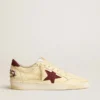 Męskie buty Ball Star z beżowej skóry nappa z bordową gwiazdą z siateczki i zakładką na pięcie
