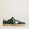 Męskie buty Super-Star z zielonego zamszu ze srebrną metaliczną gwiazdą ze skóry i skórzaną wstawką na pięcie