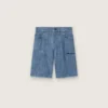 Szorty unisex Journey z jasnoniebieskiej bawełny typu chambray z haftowanym logo