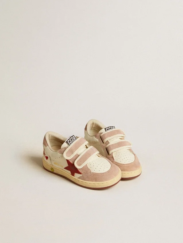 Ball Star Junior z nappy z gwiazdą z nappy i różową zamszową wstawką na pięcie