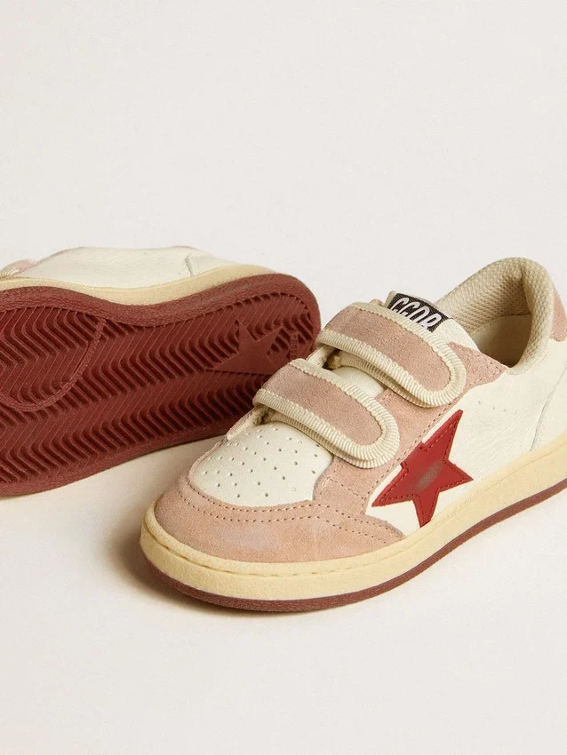 Ball Star Junior z nappy z gwiazdą z nappy i różową zamszową wstawką na pięcie