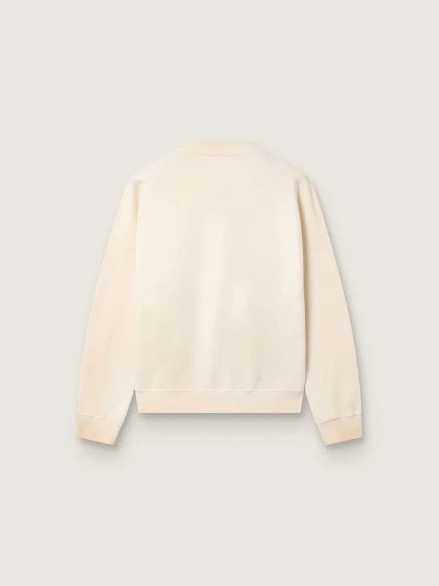 Bawełniana bluza unisex „Star” w kolorze vintage white z haftowanymi naszywkami VCE