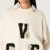 Bawełniana bluza unisex „Star” w kolorze vintage white z haftowanymi naszywkami VCE