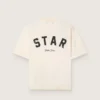Bawełniana koszulka unisex „Star” w kolorze vintage white z czarnym nadrukiem na plecach