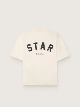 Bawełniana koszulka unisex „Star” w kolorze vintage white z czarnym nadrukiem na plecach