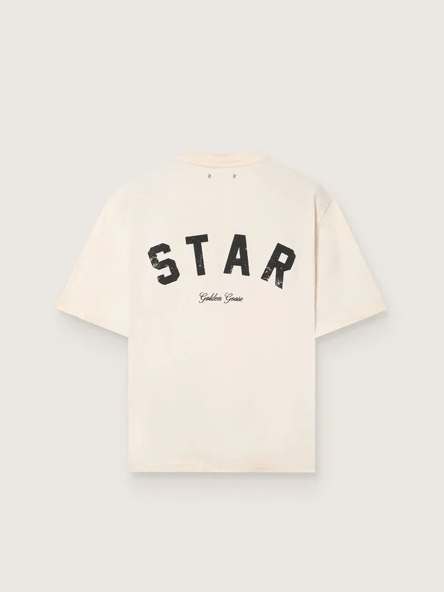 Bawełniana koszulka unisex „Star” w kolorze vintage white z czarnym nadrukiem na plecach