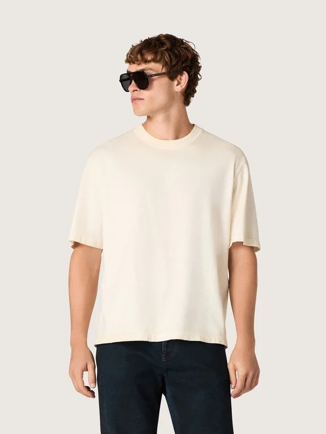 Bawełniana koszulka unisex „Star” w kolorze vintage white z czarnym nadrukiem na plecach