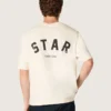 Bawełniana koszulka unisex „Star” w kolorze vintage white z czarnym nadrukiem na plecach