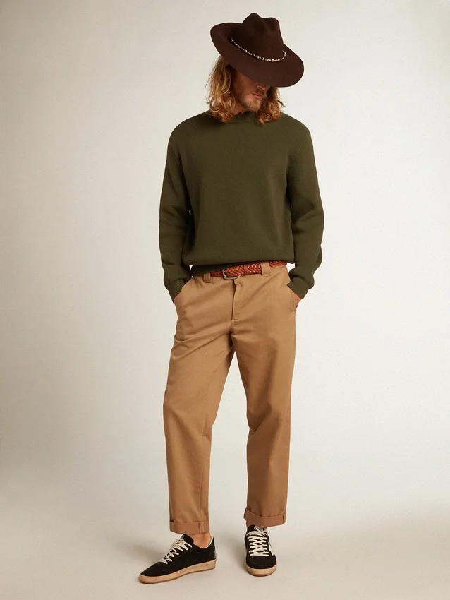 Beżowe spodnie chino w kolorze khaki z Golden Collection