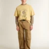 Beżowy sweter męski z haftowanym logo