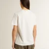 Biała damska koszulka z czarnym nadrukiem na piersi