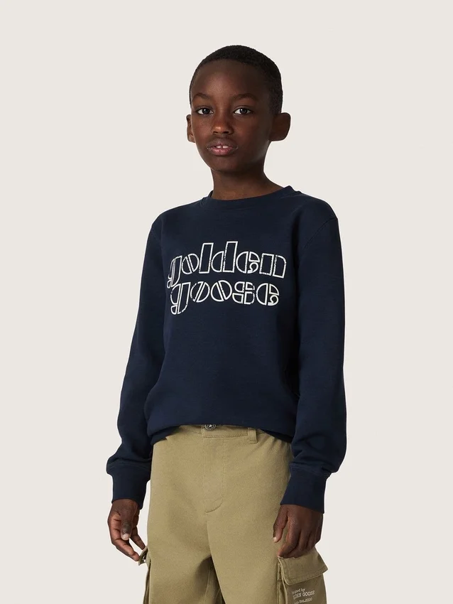 Bluza chłopięca Journey z niebieskiej mieszanki bawełny z kontrastowym logo