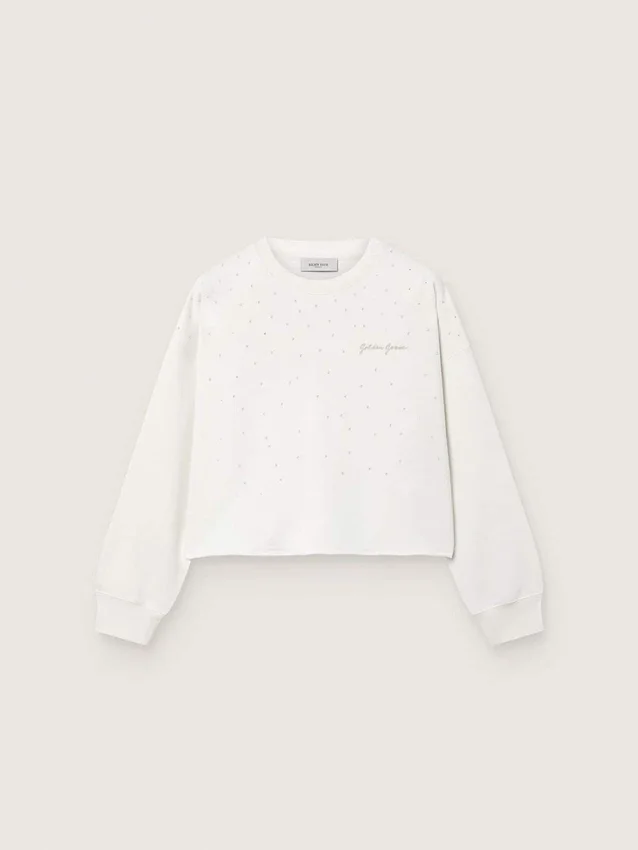 Bluza dla dziewczynek Journey z białej bawełny z kryształkami i logo