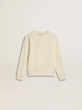Bluza dla dziewczynek w kolorze kremowym z naszywką z napisem