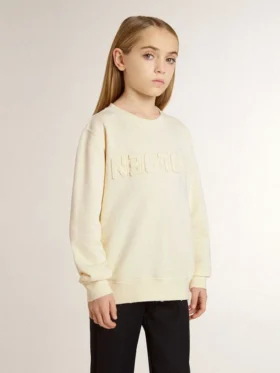 Bluza dla dziewczynek w kolorze kremowym z naszywką z napisem