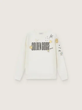 Bluza unisex „Journey” z białej mieszanki bawełny z nadrukiem w stylu doodle