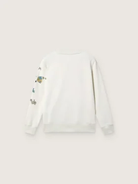 Bluza unisex „Journey” z białej mieszanki bawełny z nadrukiem w stylu doodle