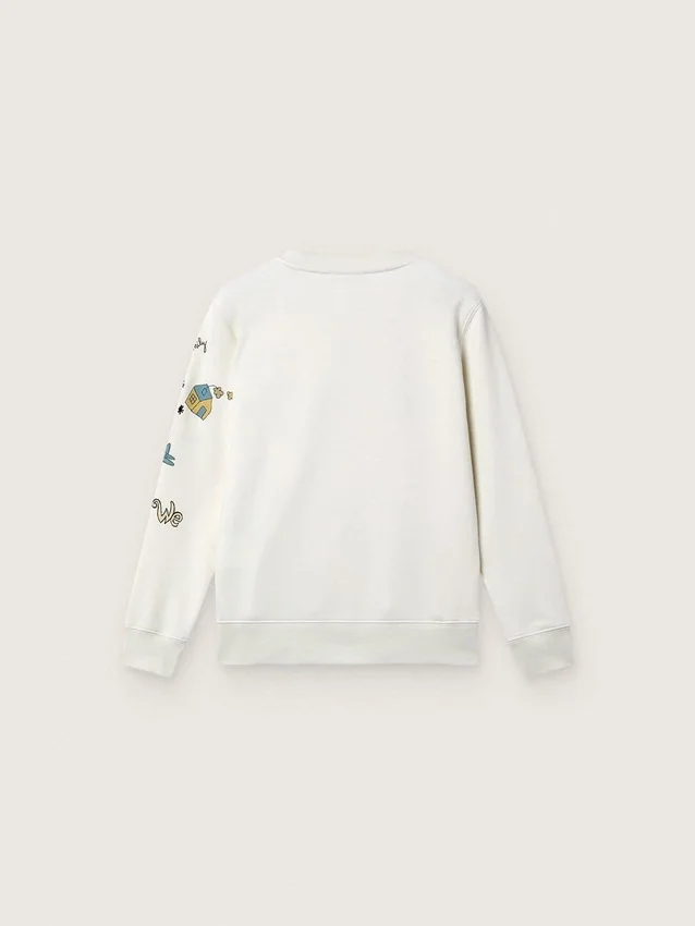 Bluza unisex „Journey” z białej mieszanki bawełny z nadrukiem w stylu doodle
