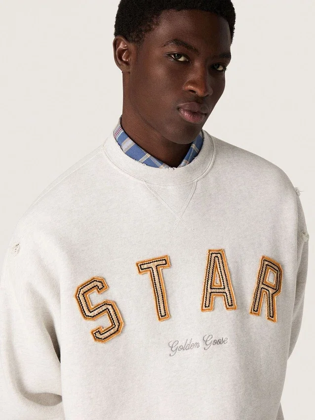 Bluza unisex „Star” z szarej melanżowej bawełny z haftem „Star”