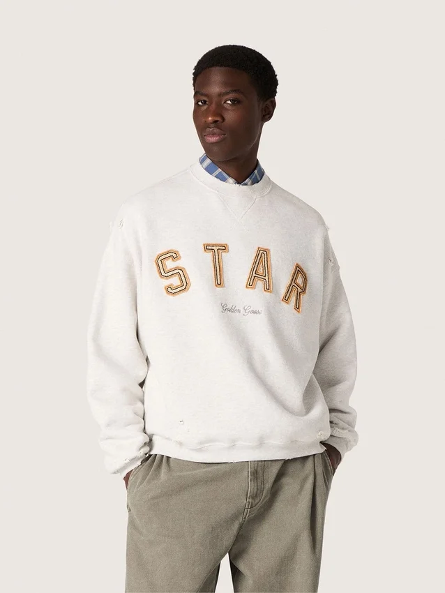 Bluza unisex „Star” z szarej melanżowej bawełny z haftem „Star”