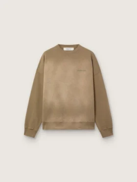 Bluza unisex z bawełny w kolorze wojskowej zieleni o wyglądzie wybielonym, z haftowanym logo