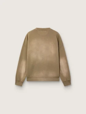 Bluza unisex z bawełny w kolorze wojskowej zieleni o wyglądzie wybielonym, z haftowanym logo