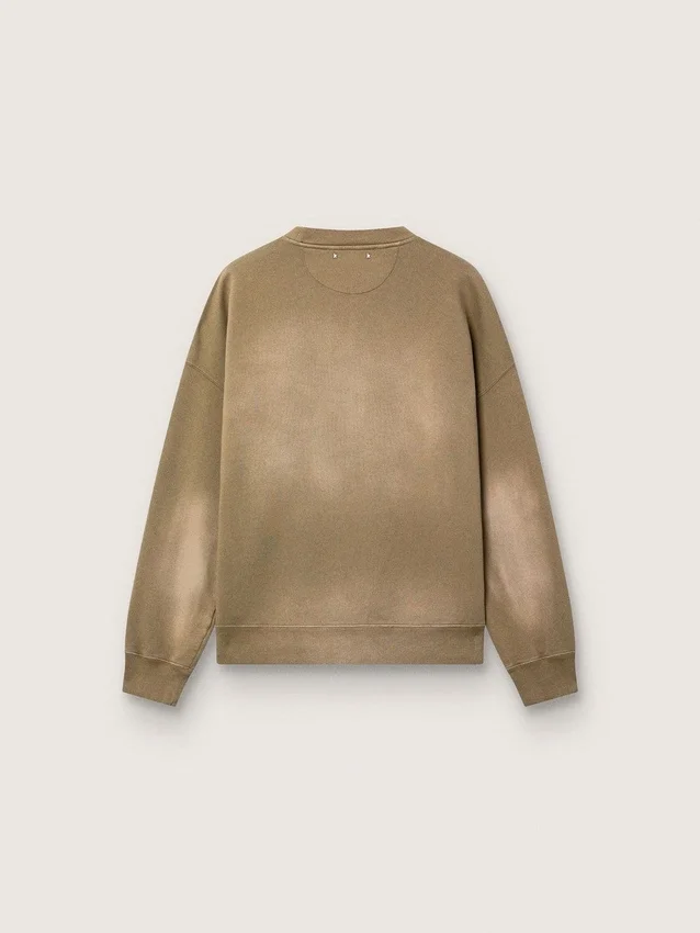 Bluza unisex z bawełny w kolorze wojskowej zieleni o wyglądzie wybielonym, z haftowanym logo
