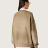 Bluza unisex z bawełny w kolorze wojskowej zieleni o wyglądzie wybielonym, z haftowanym logo