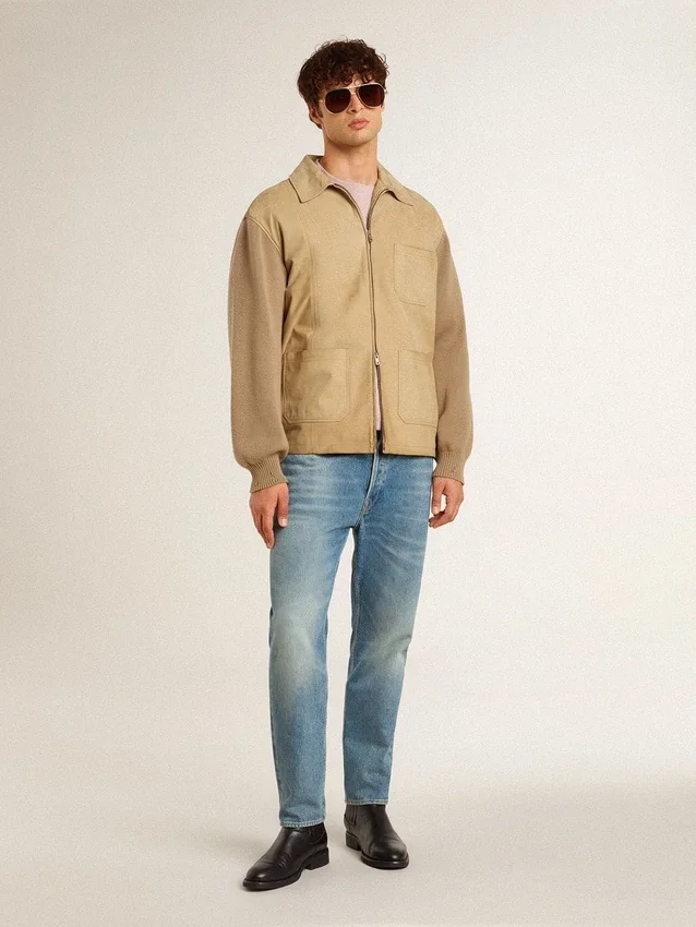 Bluza unisex z okrągłym dekoltem w kolorze starej róży z zielonym nadrukiem logo