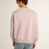 Bluza unisex z okrągłym dekoltem w kolorze starej róży z zielonym nadrukiem logo