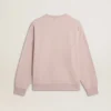 Bluza unisex z okrągłym dekoltem w kolorze starej róży z zielonym nadrukiem logo
