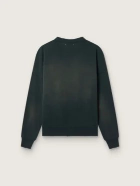 Bluza unisex z postarzanej czarnej bawełny z haftowanym logo