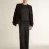 Bluza unisex z postarzanej czarnej bawełny z haftowanym logo