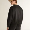 Bluza unisex z postarzanej czarnej bawełny z haftowanym logo
