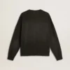 Bluza unisex z postarzanej czarnej bawełny z haftowanym logo