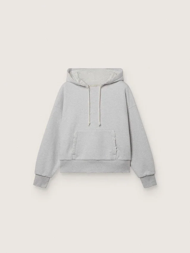 Bluza z kapturem Star unisex z bawełny w kolorze szarym melanżowym