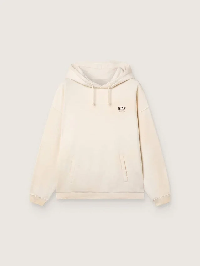 Bluza z kapturem Star unisex z białej bawełny z nadrukiem logo