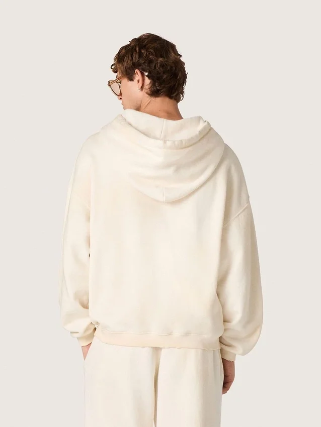 Bluza z kapturem Star unisex z białej bawełny z nadrukiem logo