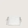 Damowa Star Bag w wersji mini z laminowanej skóry w kolorze srebrnym z gwiazdą w tym samym odcieniu