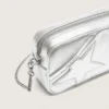 Damowa Star Bag w wersji mini z laminowanej skóry w kolorze srebrnym z gwiazdą w tym samym odcieniu