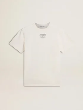 Damska bawełniana koszula w stylu „worn-white” z czarnym napisem