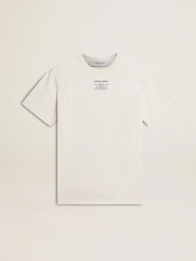 Damska bawełniana koszula w stylu „worn-white” z czarnym napisem