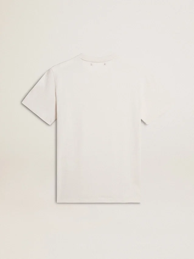 Damska bawełniana koszula w stylu „worn-white” z czarnym napisem