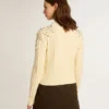 Damska krótka bluza w stylu „worn-white” z ozdobnymi kryształkami